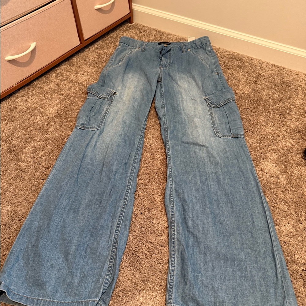 Casual Blue Cargo Jeans